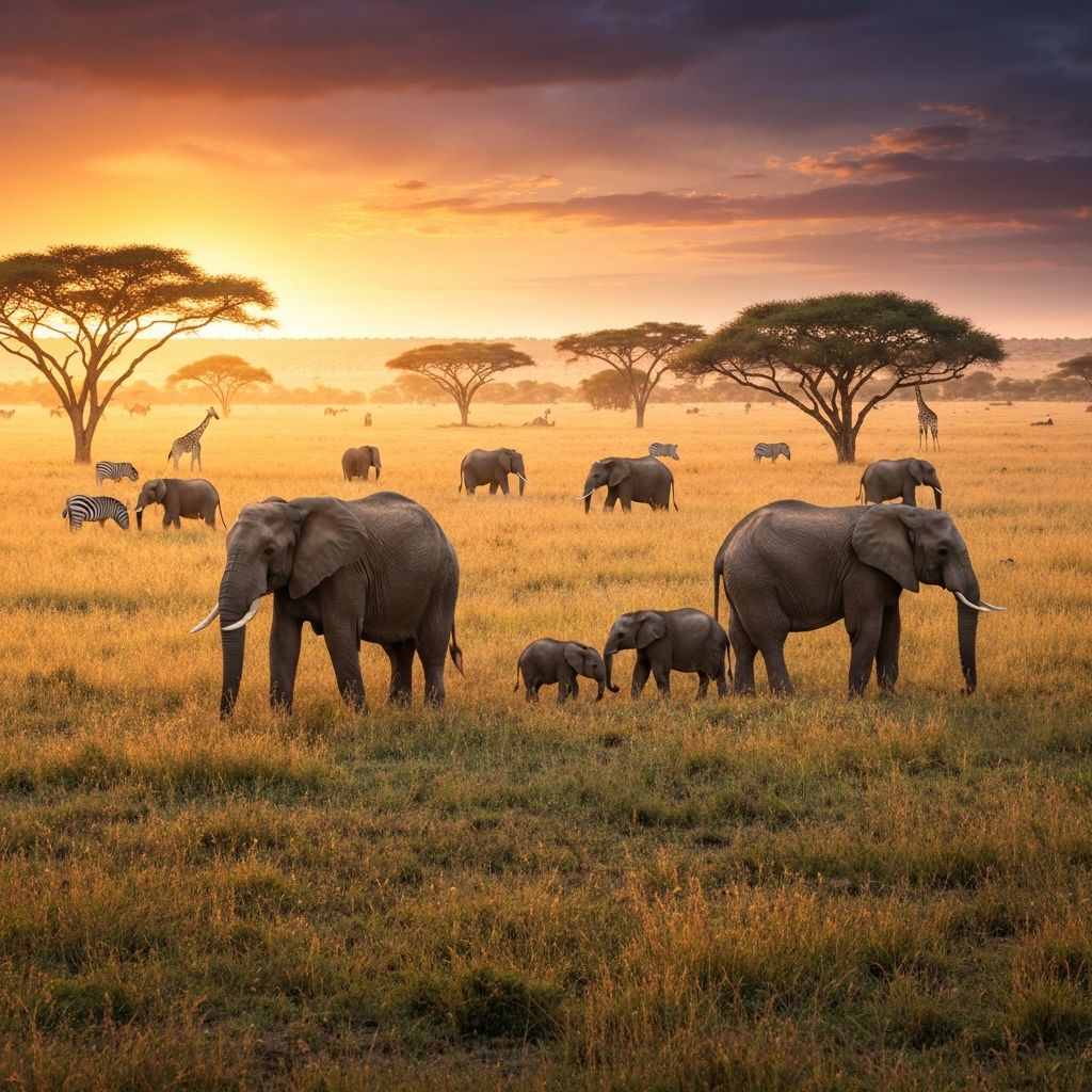 African Safari in Tanzania - Elephants at Golden Hour